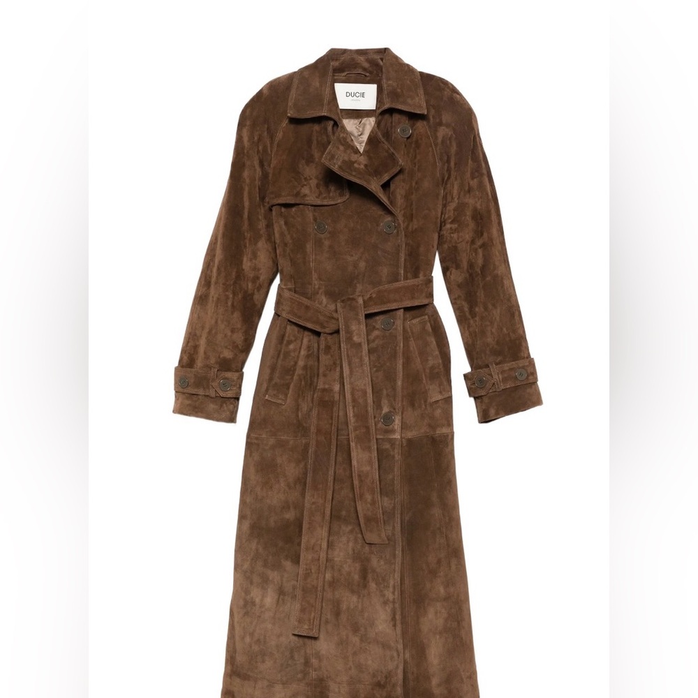 Dulce Corrin Brown Suede Trench Coat